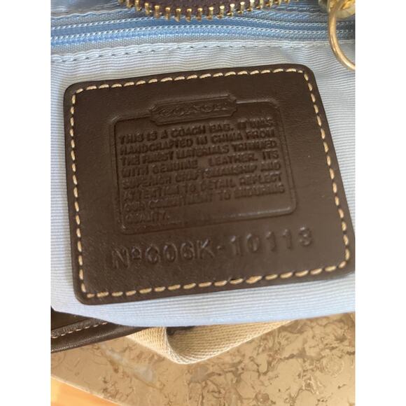 COACH #10113 Hampton tote bag Scarf print tan blue brown signature purse Y2K - Picture 10 of 10